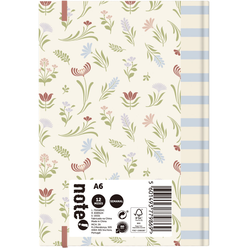 Agenda A6 2026 12 Meses Semanal Calm Note!
