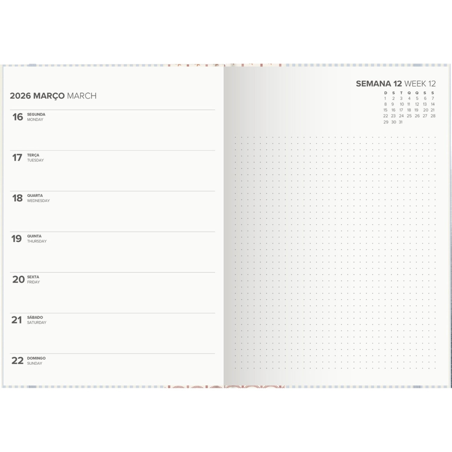 Agenda A7 2026 12 Meses (várias cores) Note!
