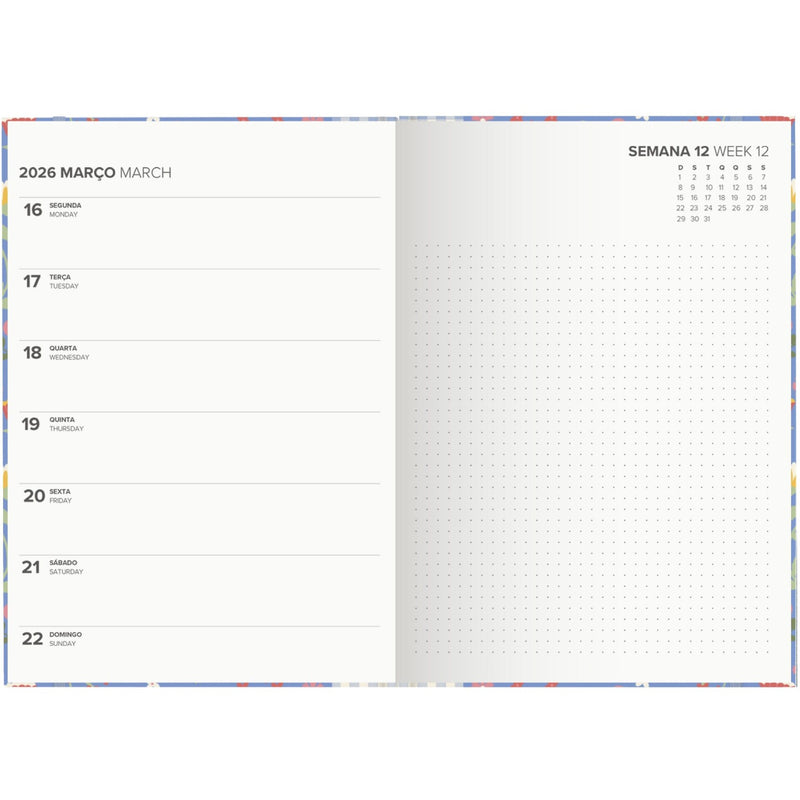 Agenda A7 2026 12 Meses Semanal Calm Note!
