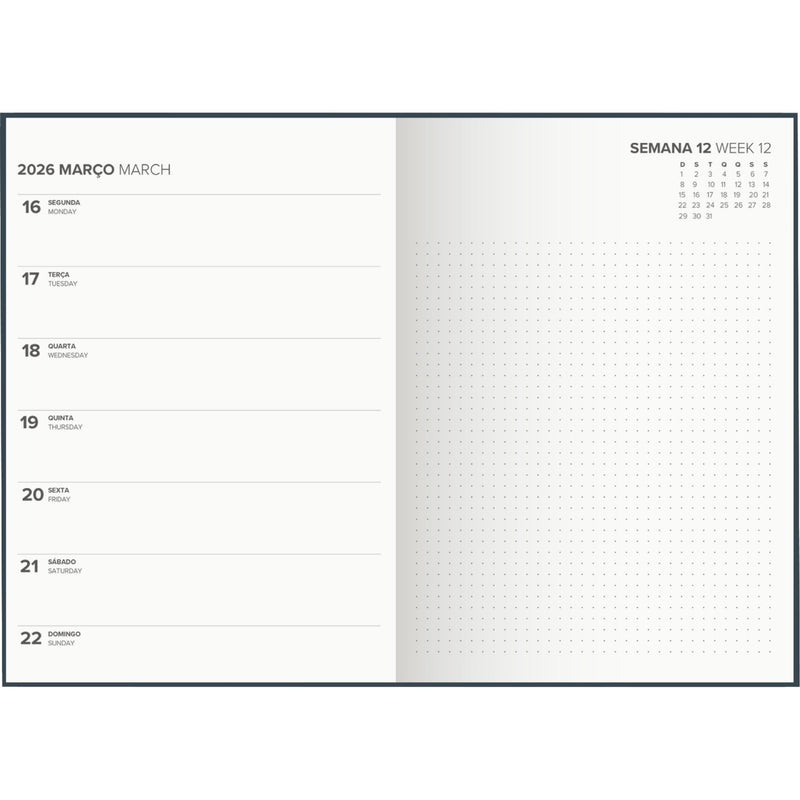 Agenda A5 2026 Elástico 12 Meses Semanal Classic