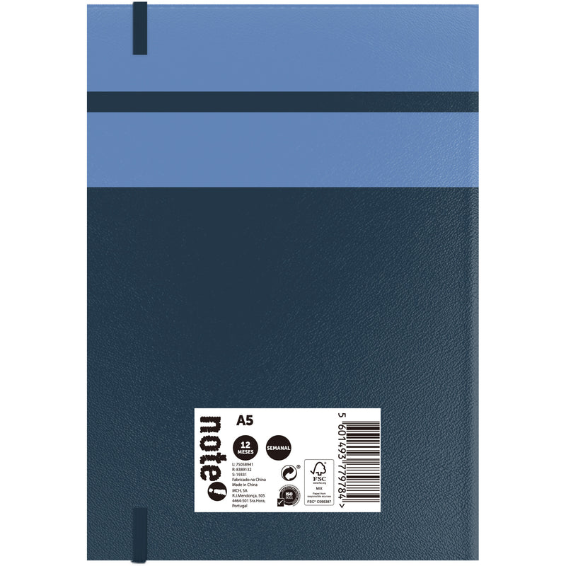 Agenda A5 2026 Elástico 12 Meses Semanal Classic