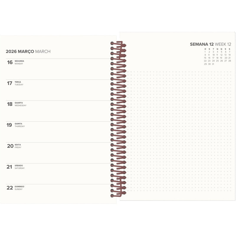 Agenda A5 2026 Espiral 12 Meses Semanal Personality