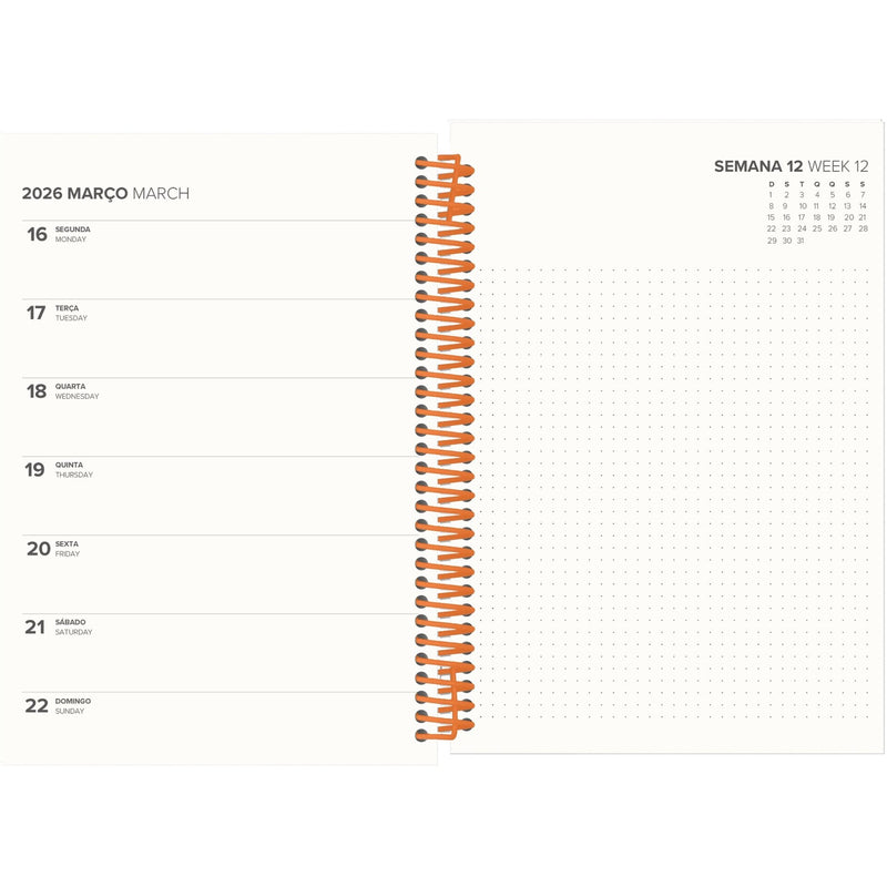 Agenda A5 2026 Espiral 12 Meses Semanal Food Note!