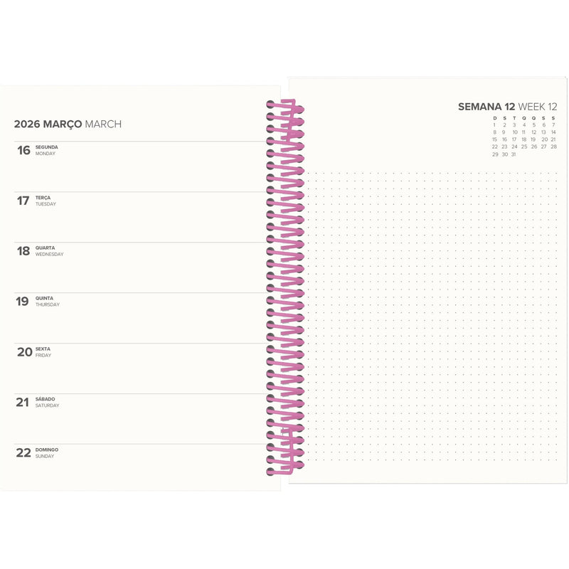 Agenda A5 2026 Espiral 12 Meses Semanal Food Note!