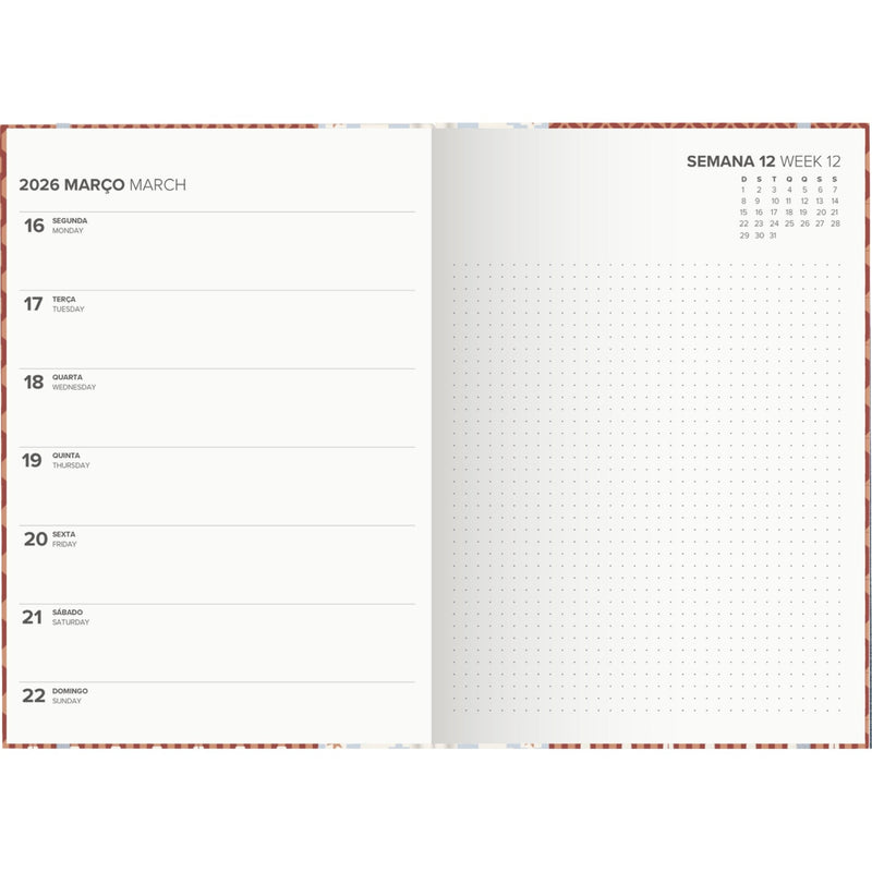 Agenda A6 2026 12 Meses Semanal Geometric Note!