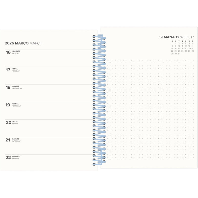 Agenda A5 2026 Espiral 12 Meses Semanal Check Note!