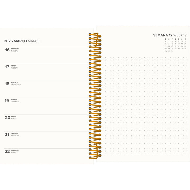 Agenda A5 2026 Espiral 12 Meses Semanal Squares Note!