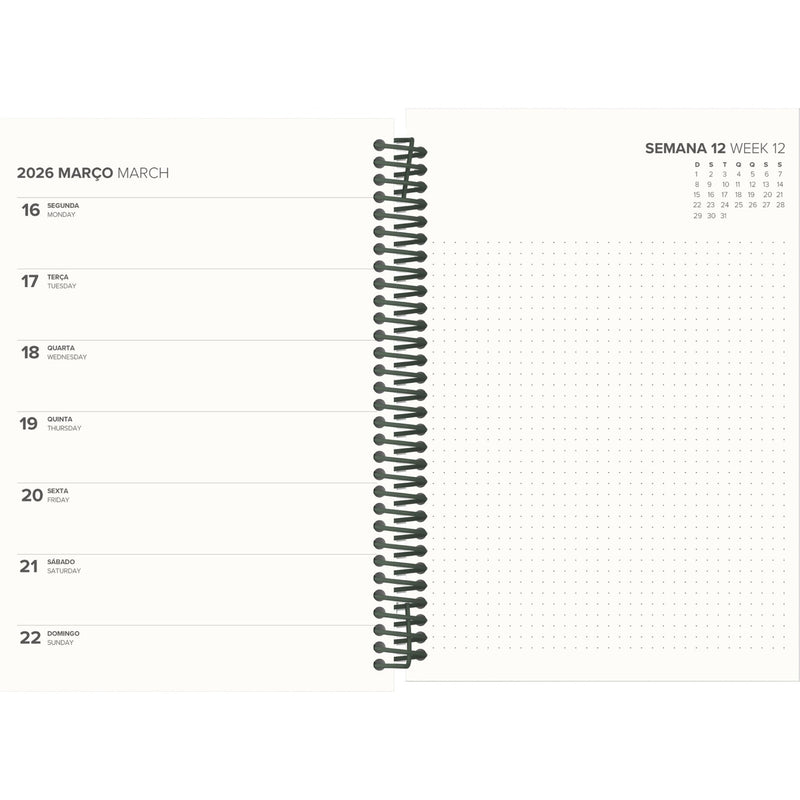Agenda A5 2026 Espiral 12 Meses Semanal Squares Note!