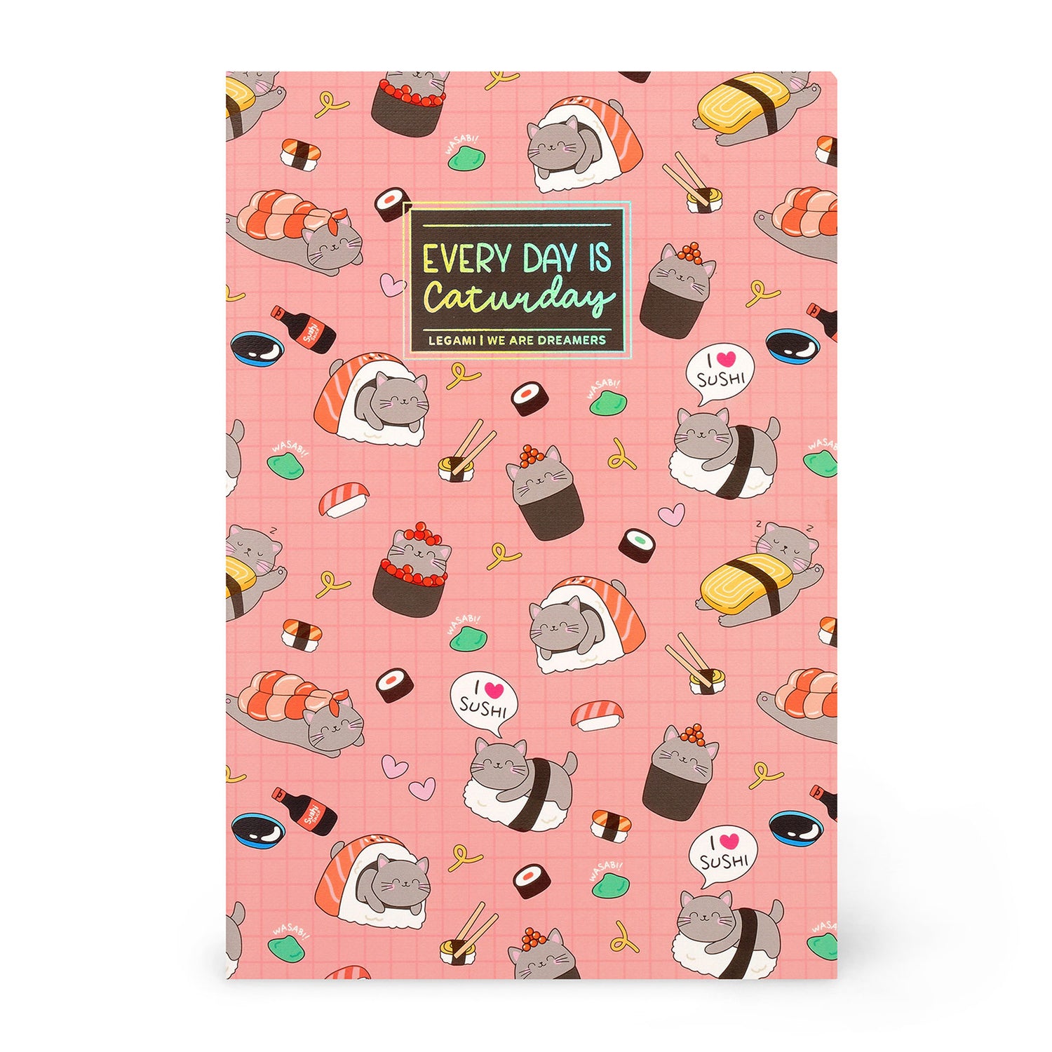 Caderno Com Linha Médio - Gato Sushi