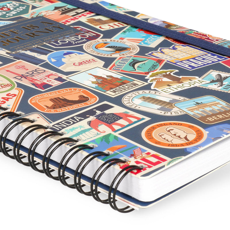 Caderno Espiral - Adesivos De Viagem
