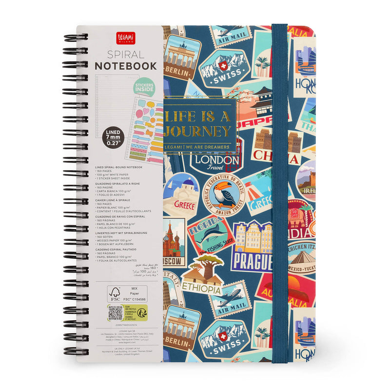 Caderno Espiral - Adesivos De Viagem