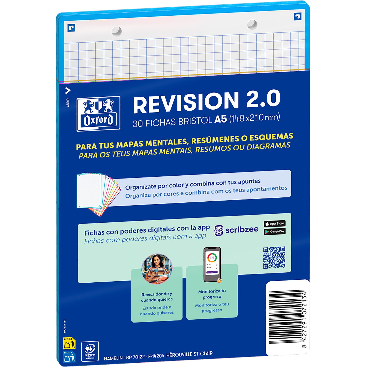 Flashcards 2.0 A5  30 Folhas Azul Turquesa Oxford
