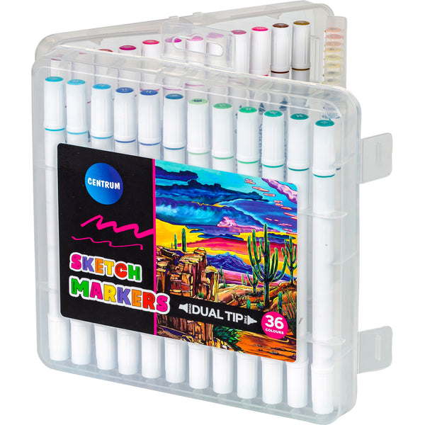 Marcadores Colorir 2 Pontas Sketch 36 Unidades Centru
