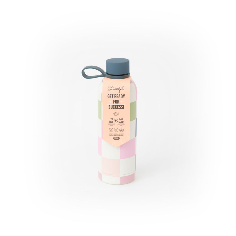 Garrafa Térmica 500Ml - Estampa Xadrez