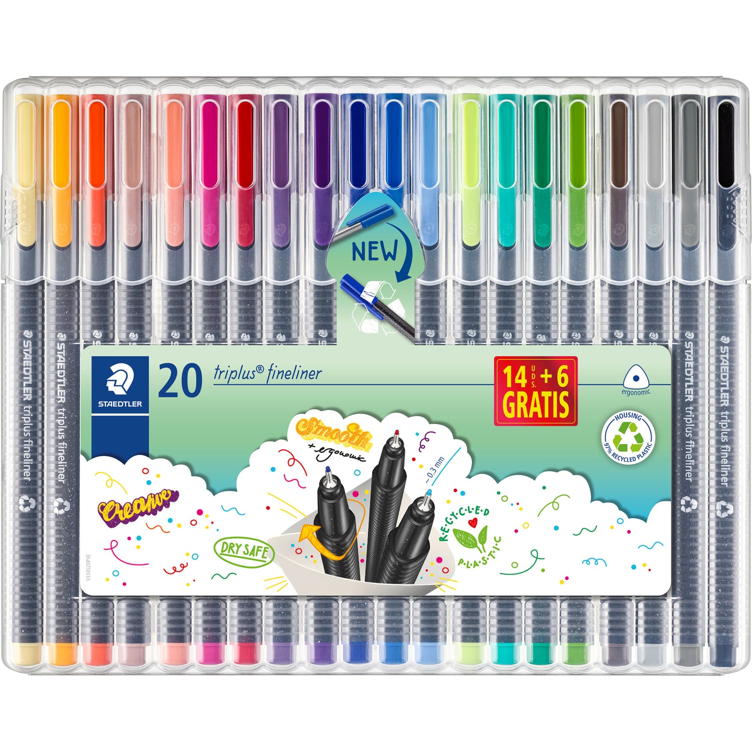 Marcador Trilus Fineliner 14+4 Unidades Staedtler