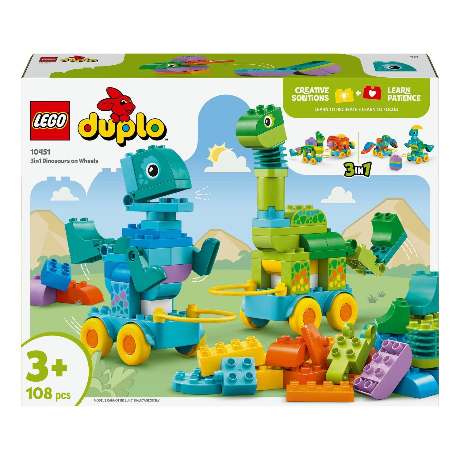 LEGO Duplo - Dinossauros Sobre Rodas 3em1 - 10451