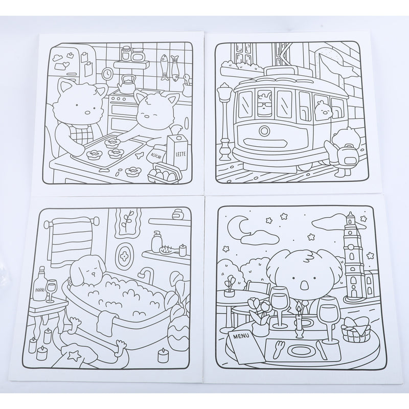 Conjunto 4 Telas 30*30Cm Para Colorir