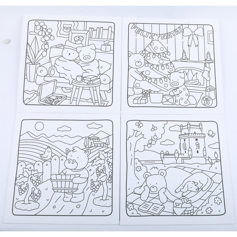 Conjunto 4 Telas 30*30Cm Para Colorir