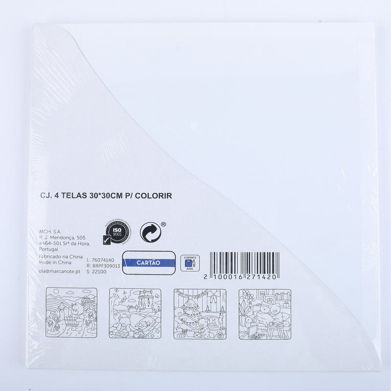 Conjunto 4 Telas 30*30Cm Para Colorir