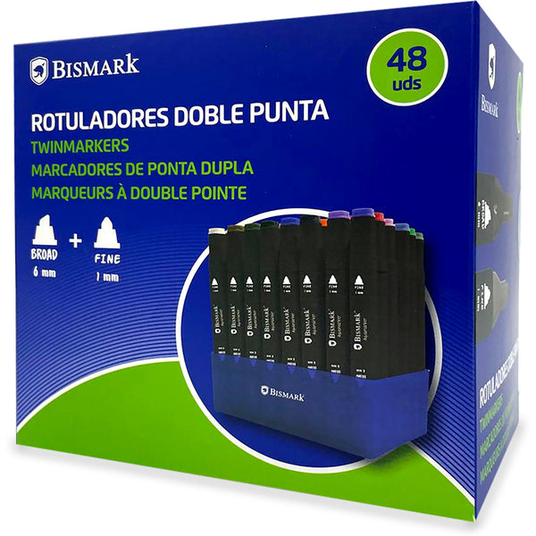 Marcadores Colorir 2 Pontas 48 Unidades Bismark