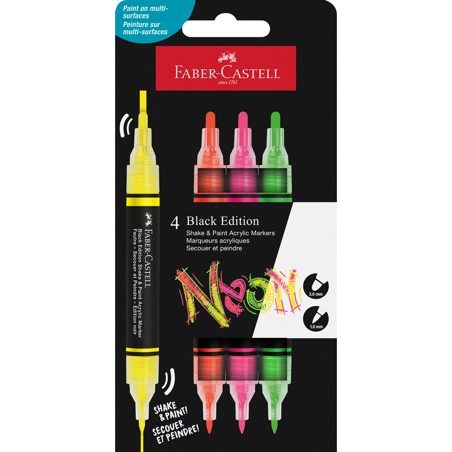 Marcador Cor Acrilicos Neon Black Edit 4 Unidades