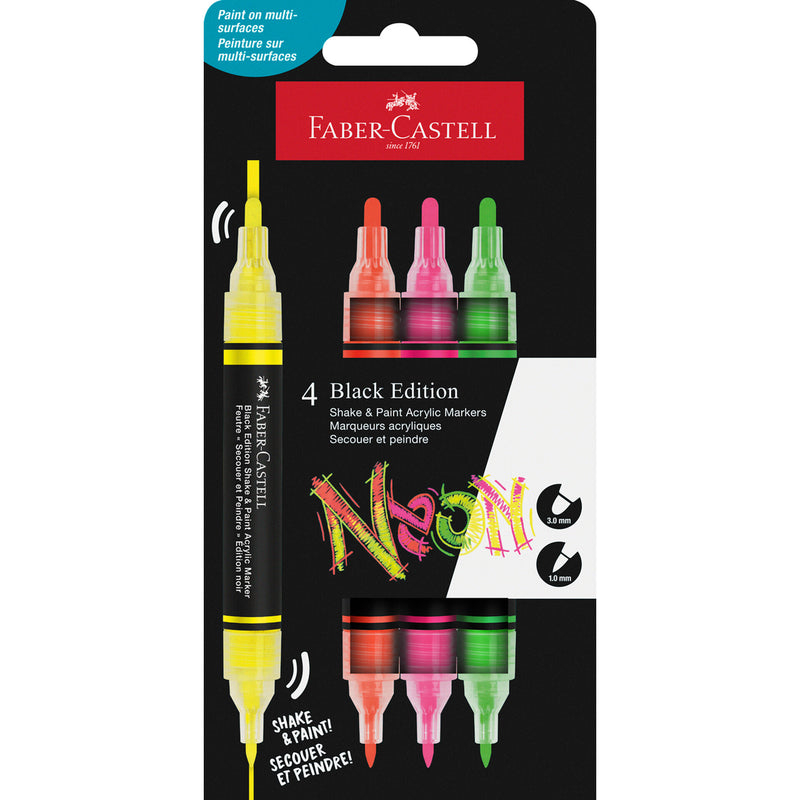 Marcador Cor Acrilicos Neon Black Edit 4 Unidades