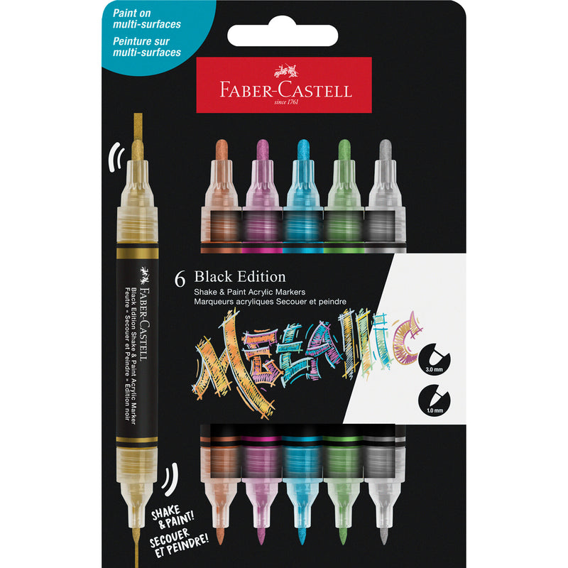 Marcador Cor Acrilicos Metal Black Edit 6 Unidades