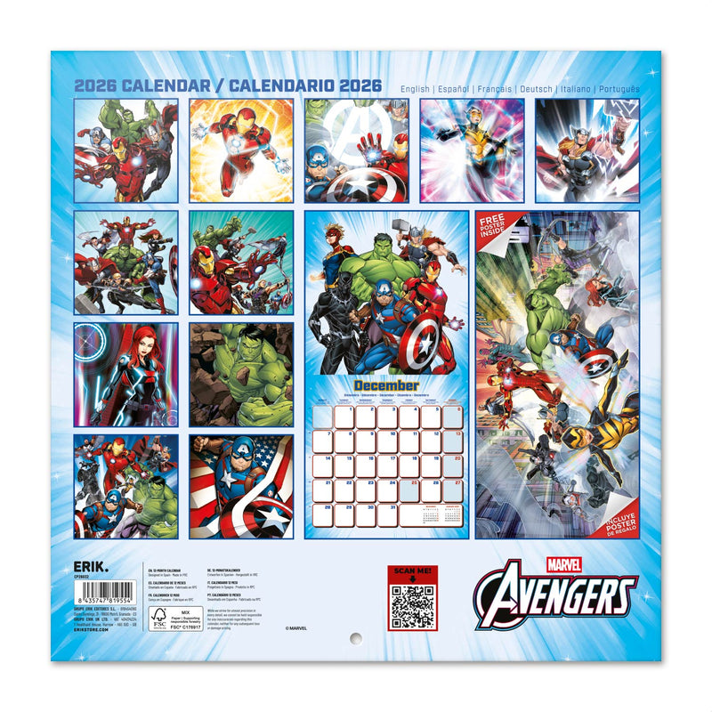 Calendário 2026 - Marvel Os Vingadores