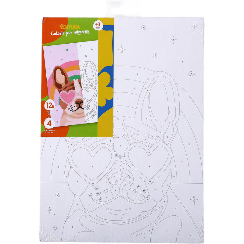 Tela Com Moldura E Aguarelas Para Pintar Números