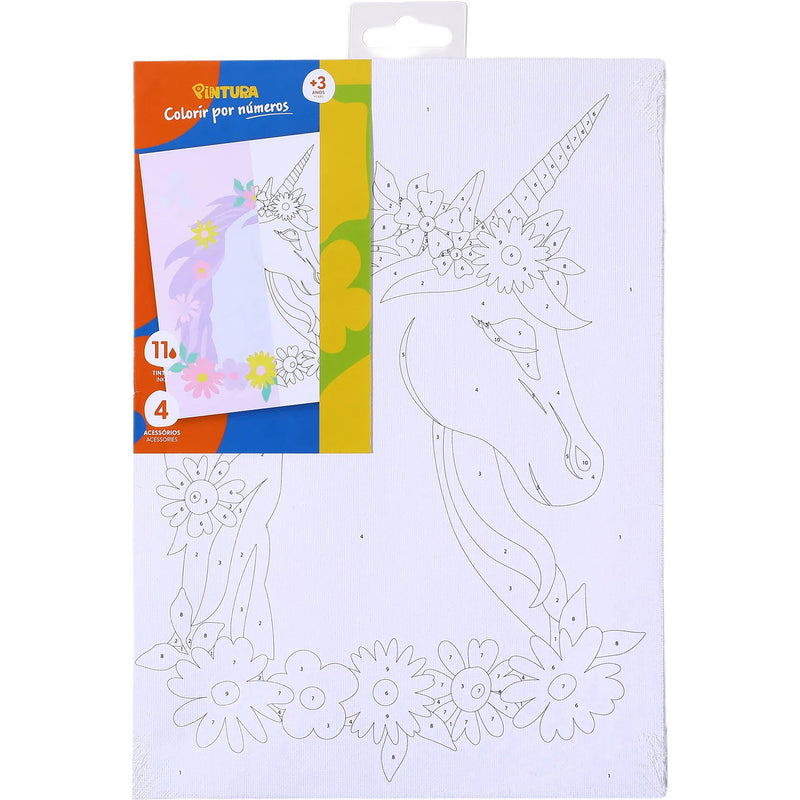 Tela Com Moldura E Aguarelas Para Pintar Números