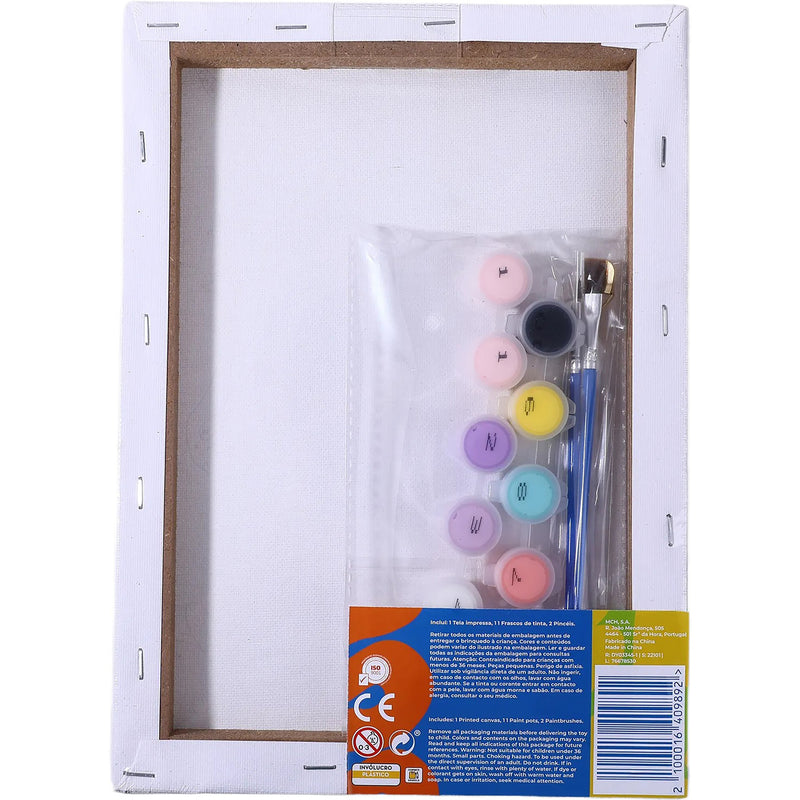 Tela Com Moldura E Aguarelas Para Pintar Números