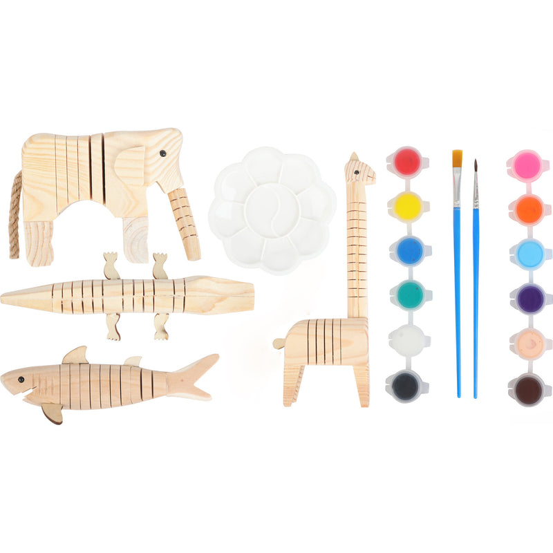 Conjunto 4 Animais 3D Madeira Para Pintar