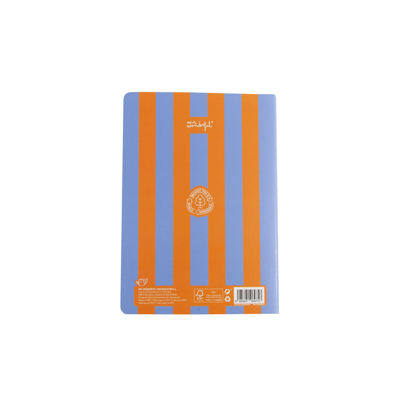 Caderno A5 Riscas - Azul E Laranja