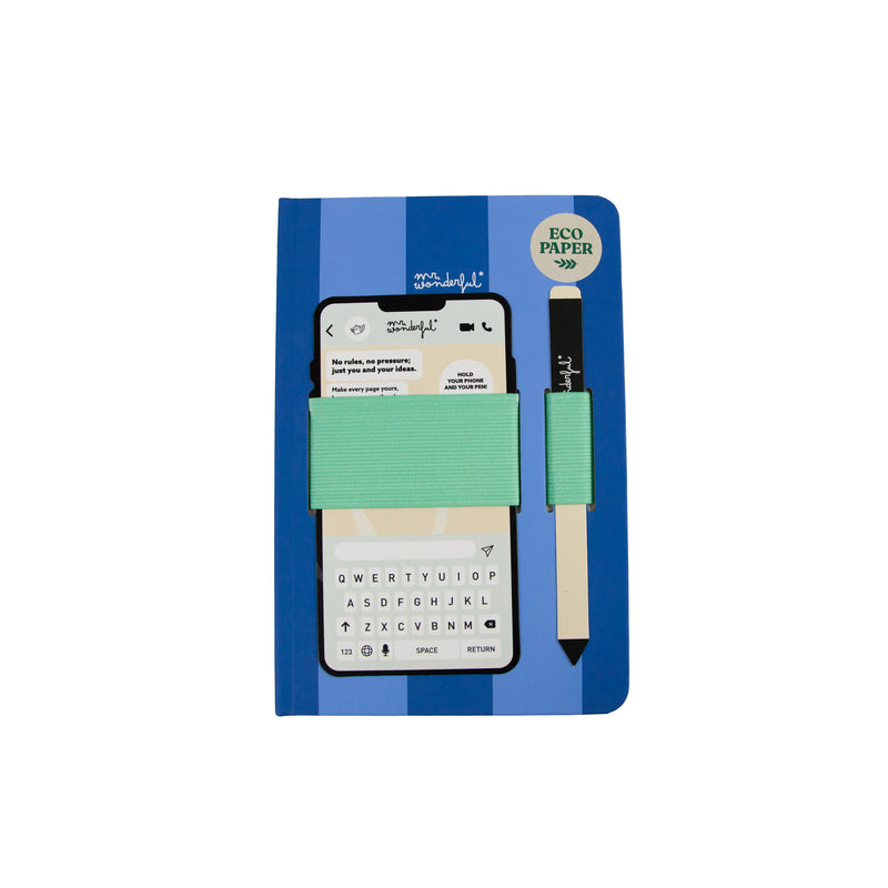 Caderno A5 Com Fita Azul