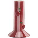 Suporte Vela Cerâmica Riscas Rosa