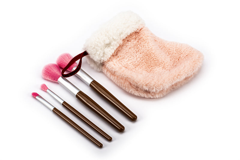 Conjunto 4 Pincéis Maquilhagem Rosa