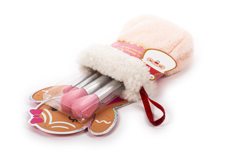 Conjunto 4 Pincéis Maquilhagem Rosa