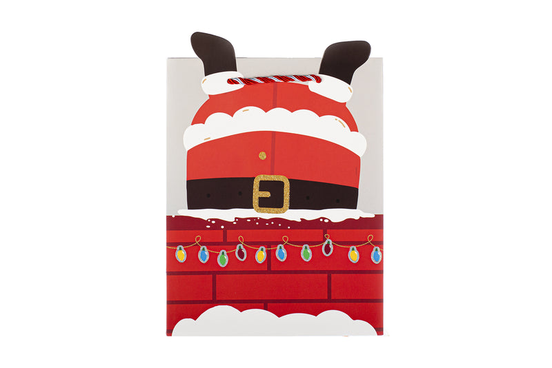 Saco Pequeno Pai Natal Chaminé Glitter