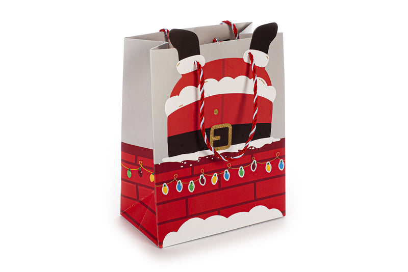 Saco Pequeno Pai Natal Chaminé Glitter