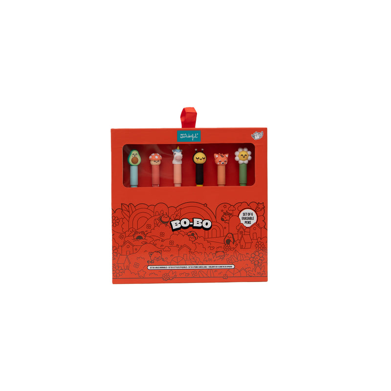 Conjunto 6 Caneta Apagar Bo-Bo - Animais