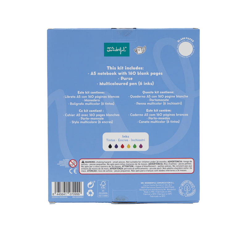 Conjunto Caderno A5, Bolsa, Caneta Ap - Panda