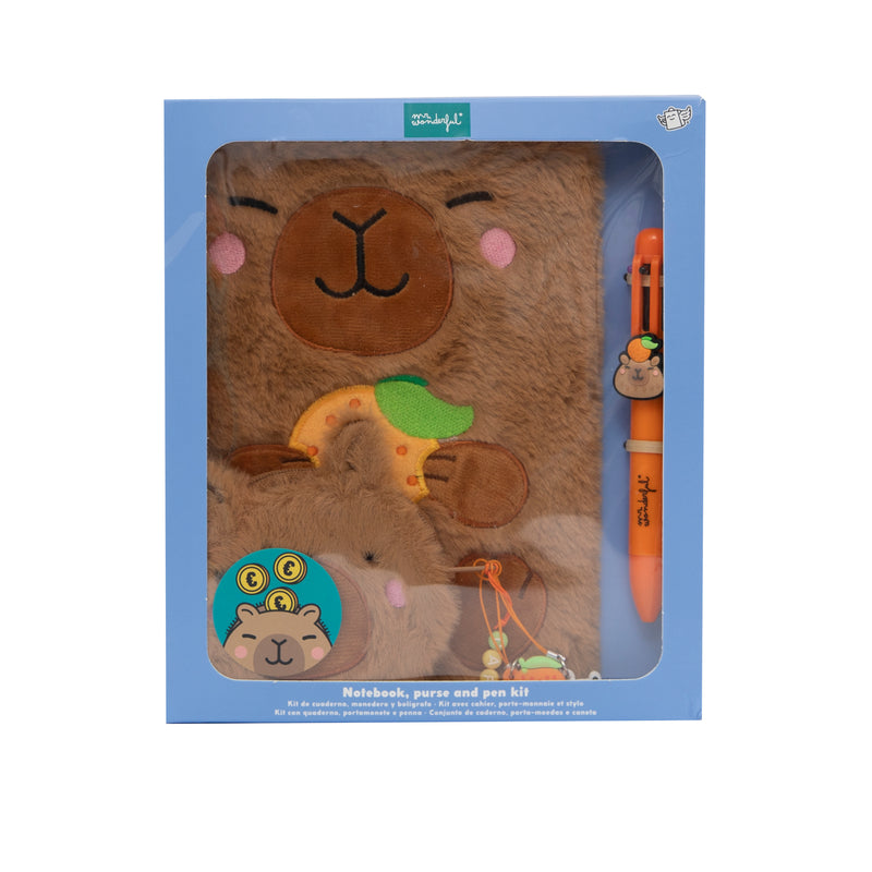 Conjunto Caderno A5, Bolsa, Caneta Ap-Capivara