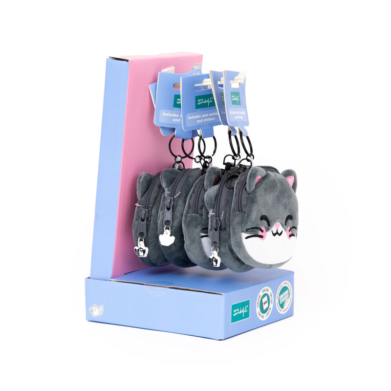 Bolsa E Porta-Chave,Minicaderno - Gato