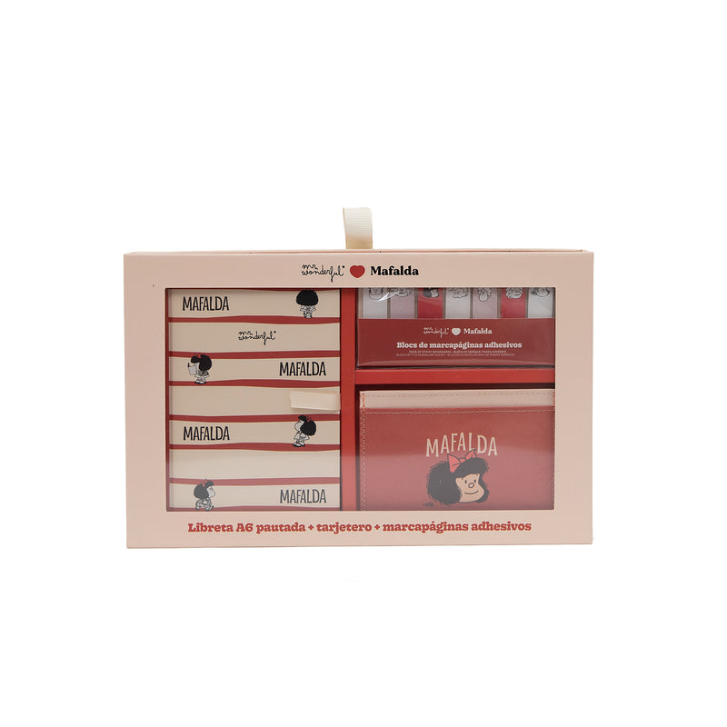Conjunto Caderno, Pta-Cartão, Marcador-Mafalda