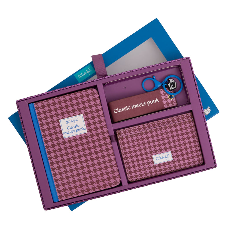 Conjunto Caderno + P.Moeda/Chave Pied-De-Poule