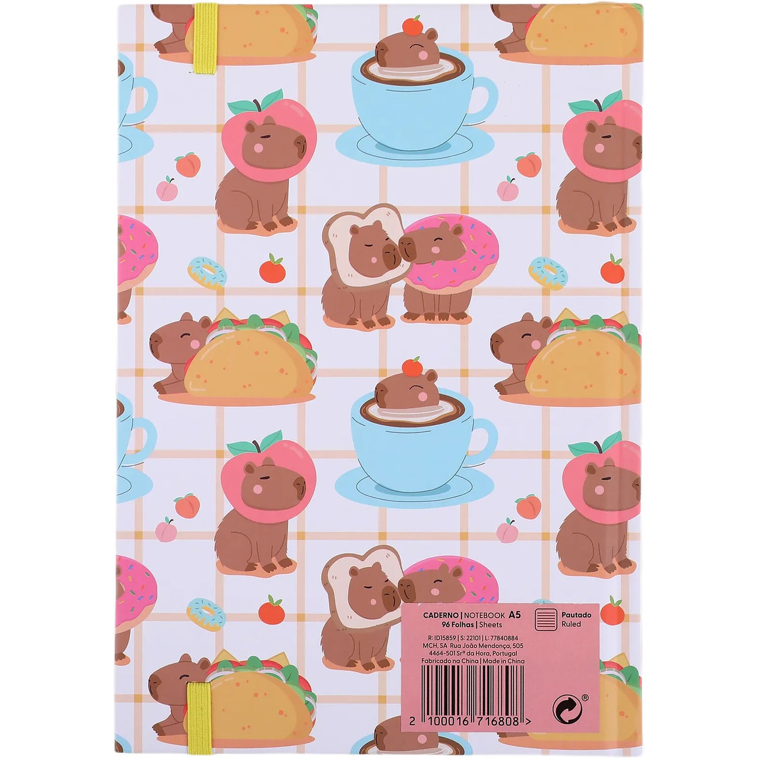 Caderno A5 Pautado com Fita 96 Folhas Capívara