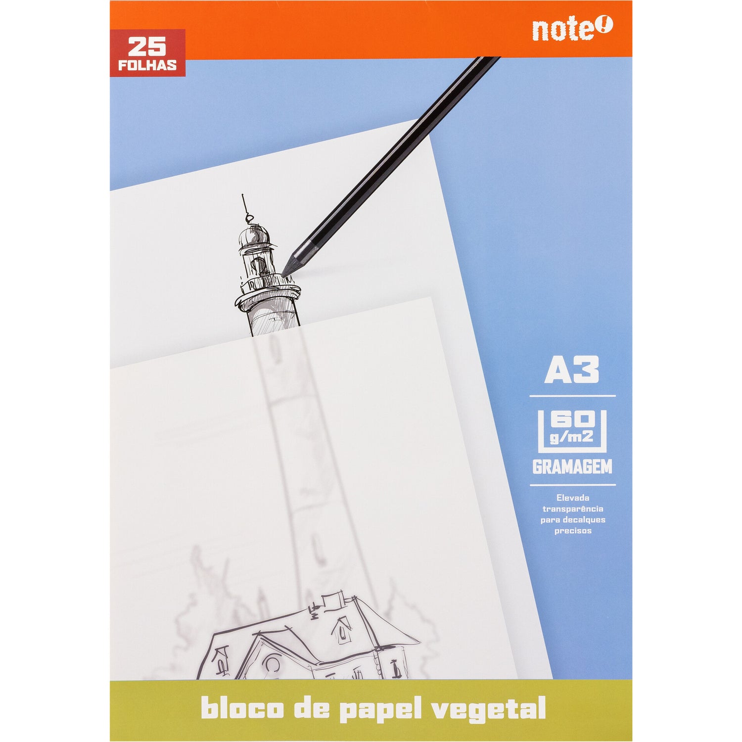 Bloco Papel Vegetal A3 60 G 25 Fl Note!