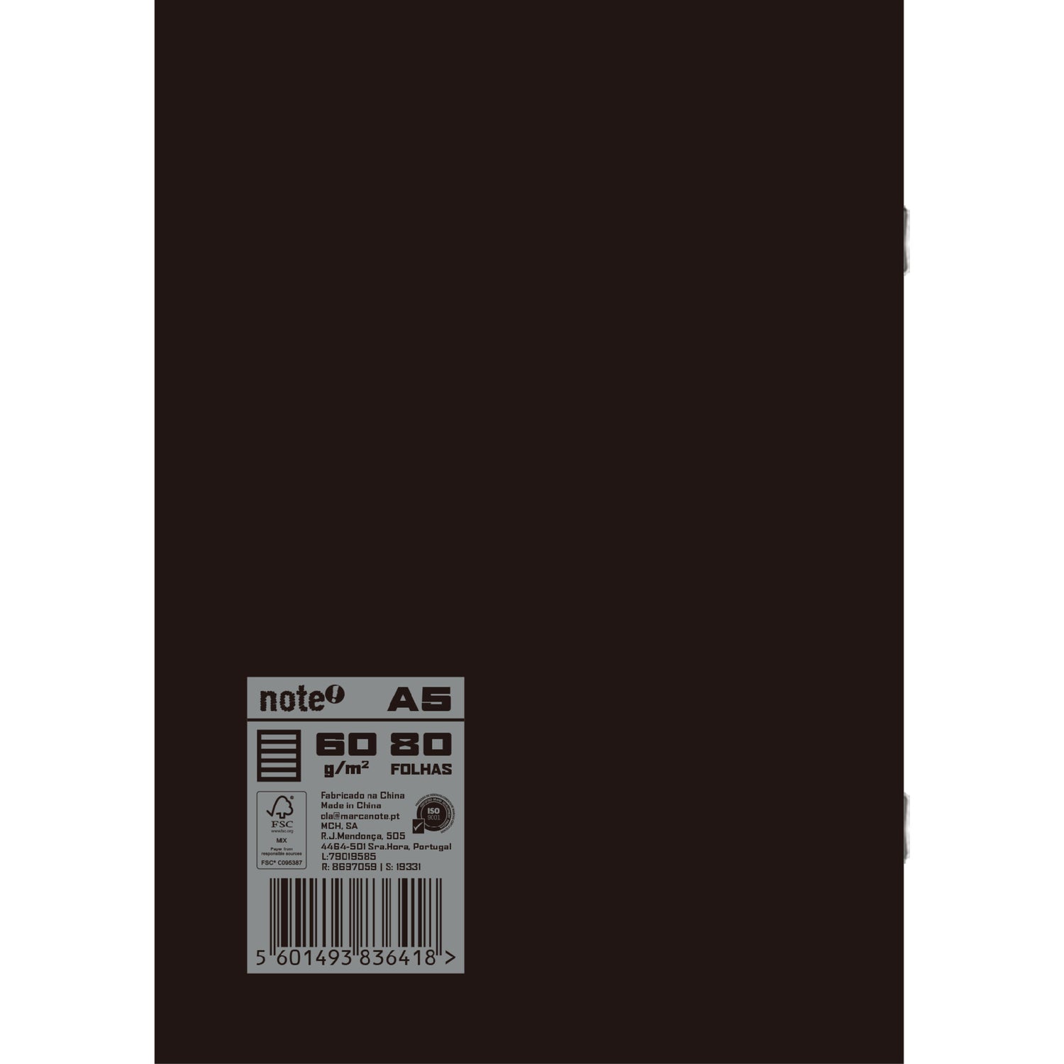 Caderno Agraf Formato A5 C.Preta Com Plas 80 F P Note!