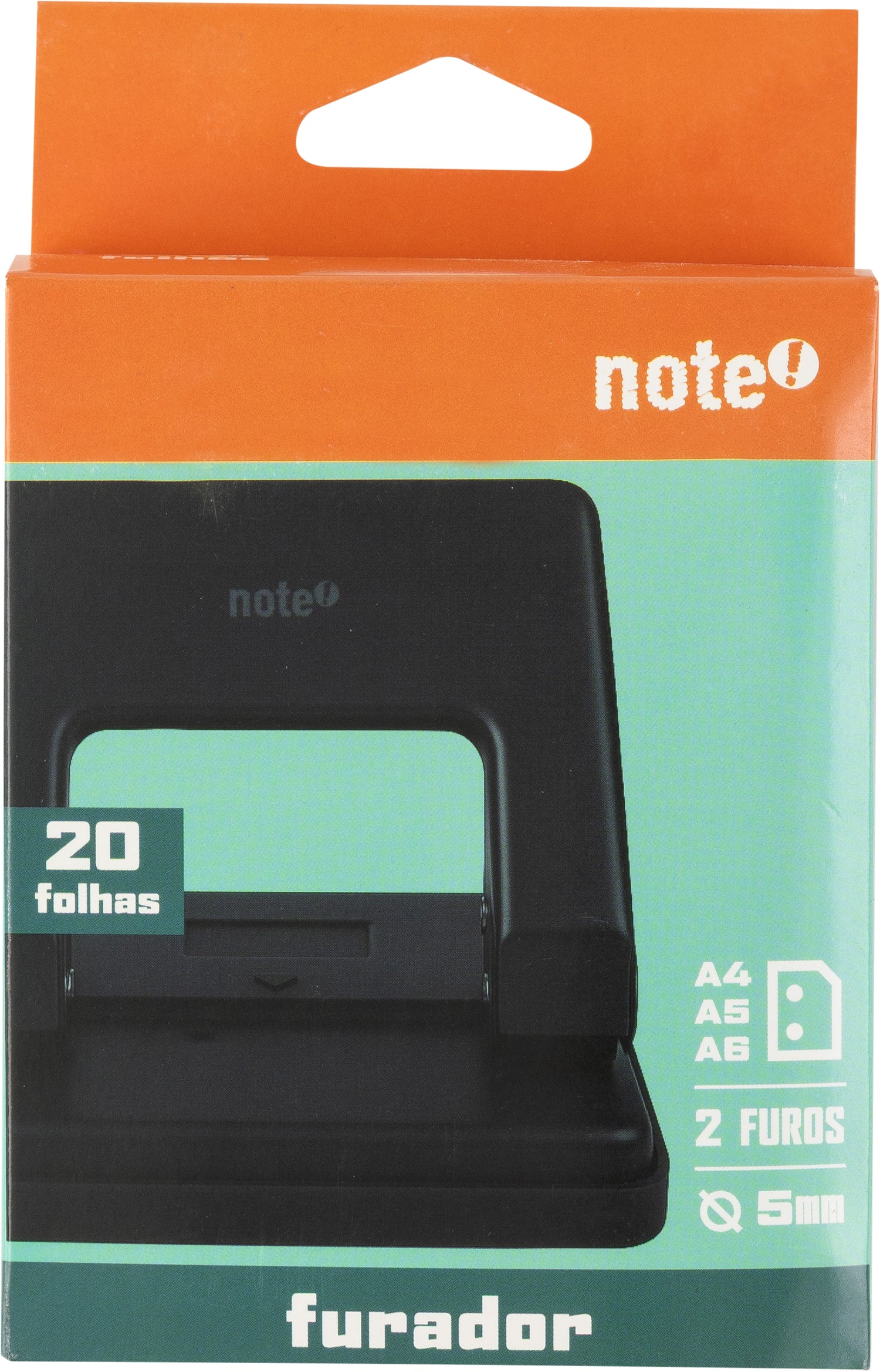 Furador para 20 Folhas Preto Note!