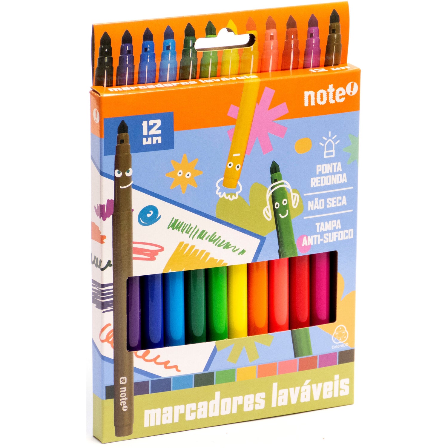 Marcadores Colorir Lavaveis 12 Unidades Note!